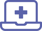 Icon of a laptop with the medical cross on the screen